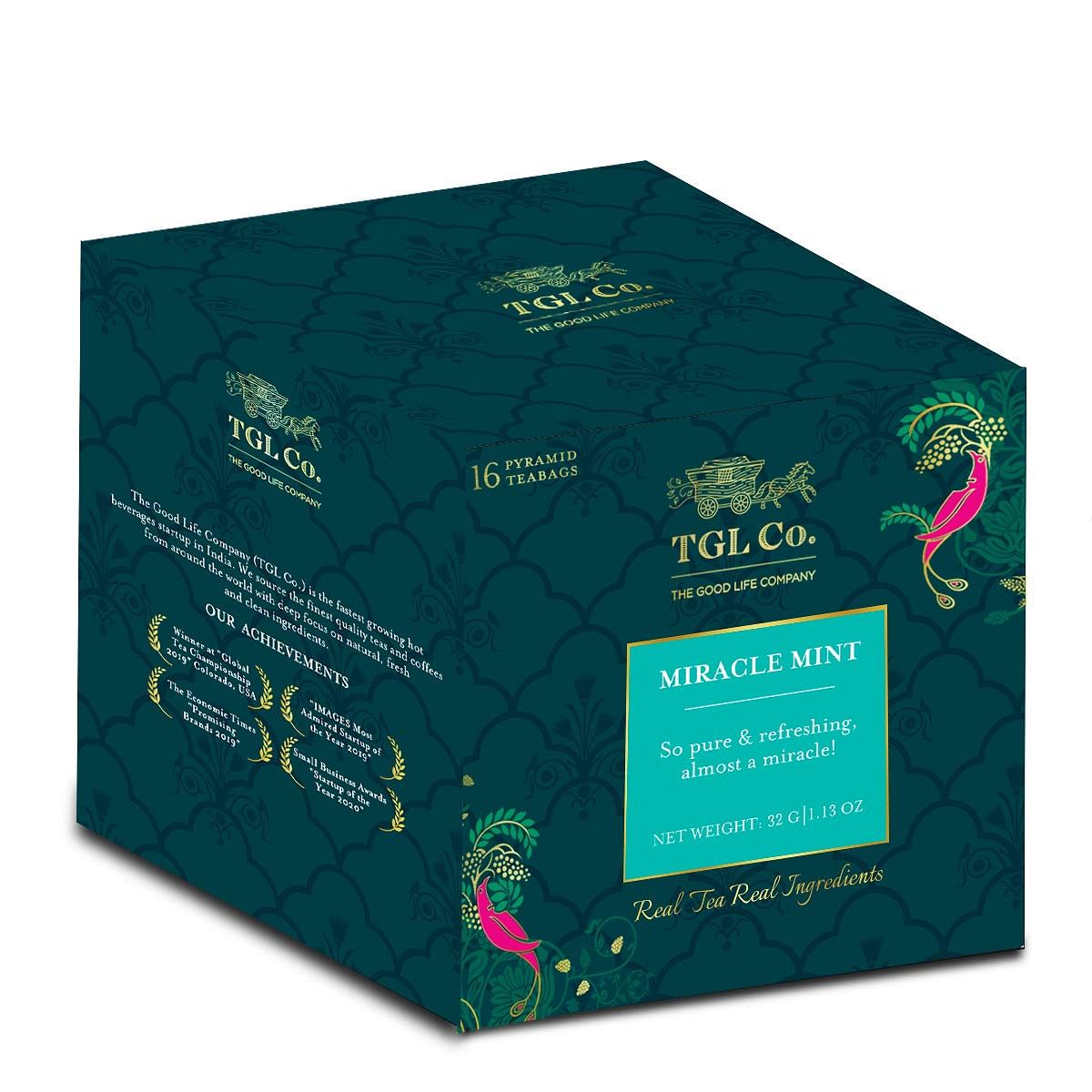 TGL Co. The Good Life Company Miracle Mint Tea Herbal Infusion Tea 32 Tea Bags 30 Tea Bags  2 Exotic Samples