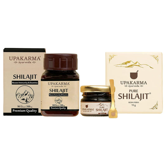 UPAKARMA Combo Pack of 90 Shilajit Extract Capsules and 15g ShilajitShilajeet Resin Pack