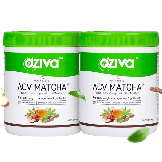 OZiva Plant Based Apple Cider Vinegar Matcha  OZiva ACV with Mother and Matcha Tea for Weight Loss Better Metabolism  Gut Health  With Licorice  Pomegranate ACV Matcha Pack of 2