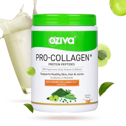 OZiva Pro-Collagen Protein Peptides 250g - Whey Protein for Healthy Skin, Hair, Muscles, Joints. For Women & Men.