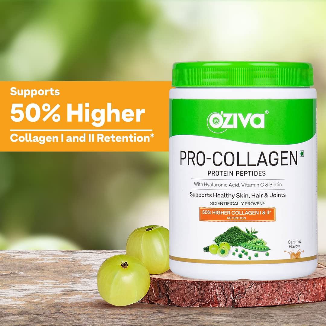 OZiva Pro-Collagen Protein Peptides 250g - Whey Protein for Healthy Skin, Hair, Muscles, Joints. For Women & Men.