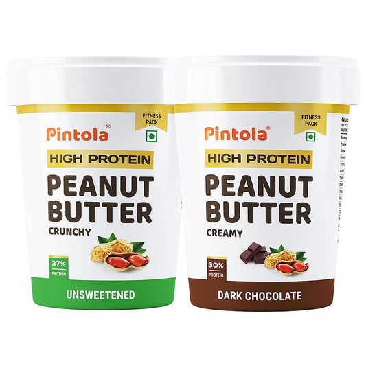 High Protein All Natural Peanut Butter Crunchy 510g  Pintola HIGH Protein Peanut Butter Dark Chocolate Creamy 510g