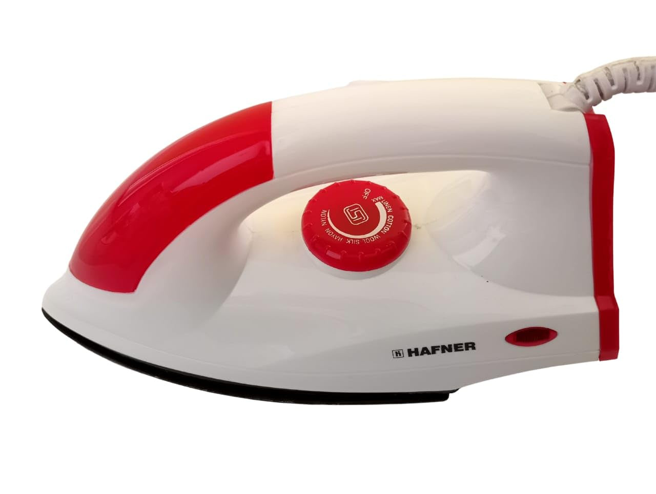 HAFNER Fonzo 1000-watt Dry Iron With American Heritage Sole Plate Aerodynamic Design Easy Grip Temperature Knob  2 years Warranty. RED