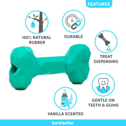 Barkbutler Chu the bone Treat Dispensing Toy for Dogs Green