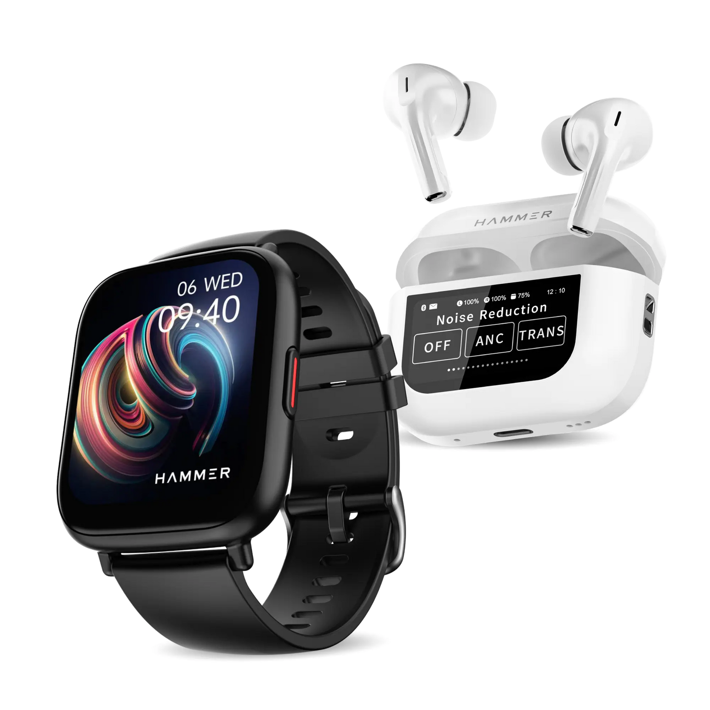 Hammer Fit Bluetooth Smart Watch  Screen TWS Earbuds Combo