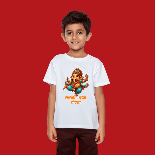 Bhagwan Ganesha Tshirt For Kids  Black and White Colors