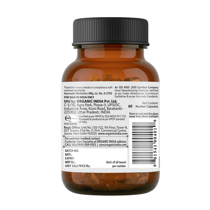 ORGANIC INDIA Bowelcare 60 Veg Capsules