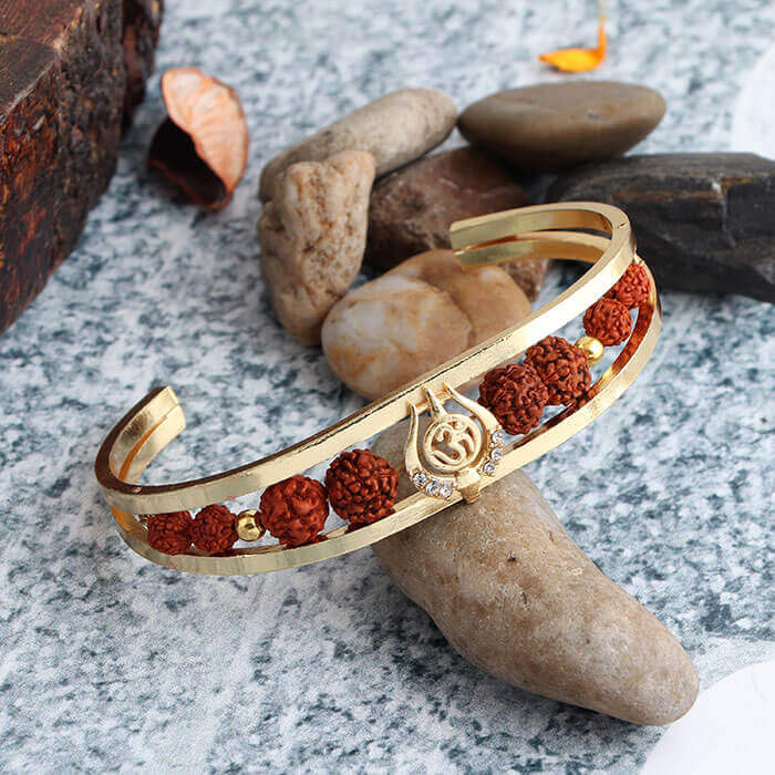 Stylish Om With Rudraksha Gold Bracelet