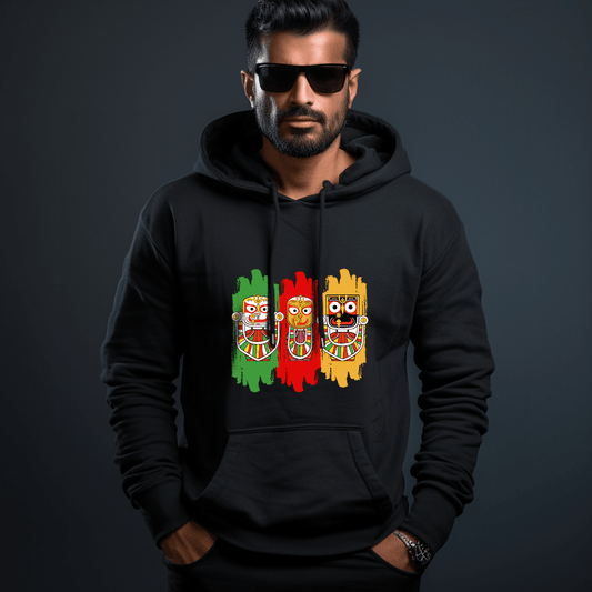 Bhagwan Jagannath Printed Black Hoodie for Mens