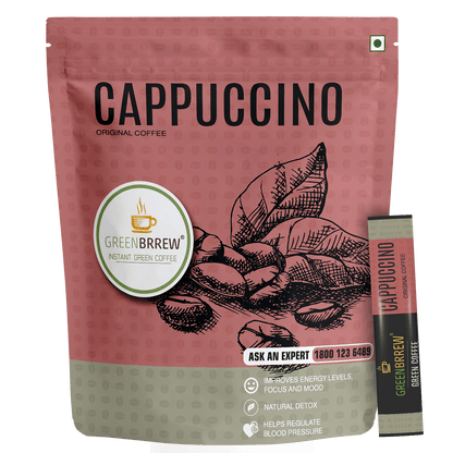 Greenbrrew Cappuccino Original Green Coffee Instant Coffee Beverage Premix for Weight Management - 30g 20 Sachets