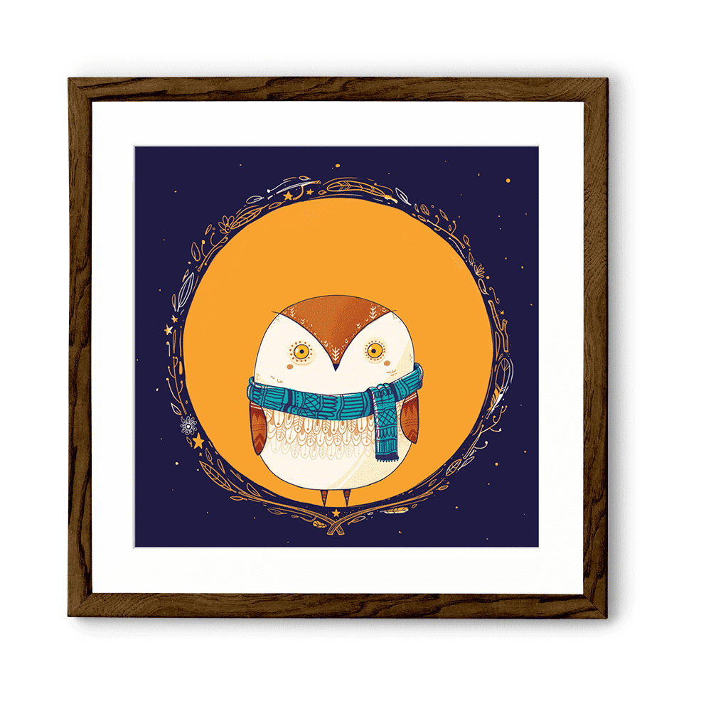 Circle Owl Orange Wall Art