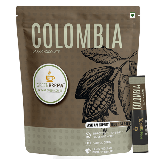 Greenbrrew Colombia Green Coffee Instant Beverage Premix For Weight Management - 30G Dark Chocolate 20 Sachets