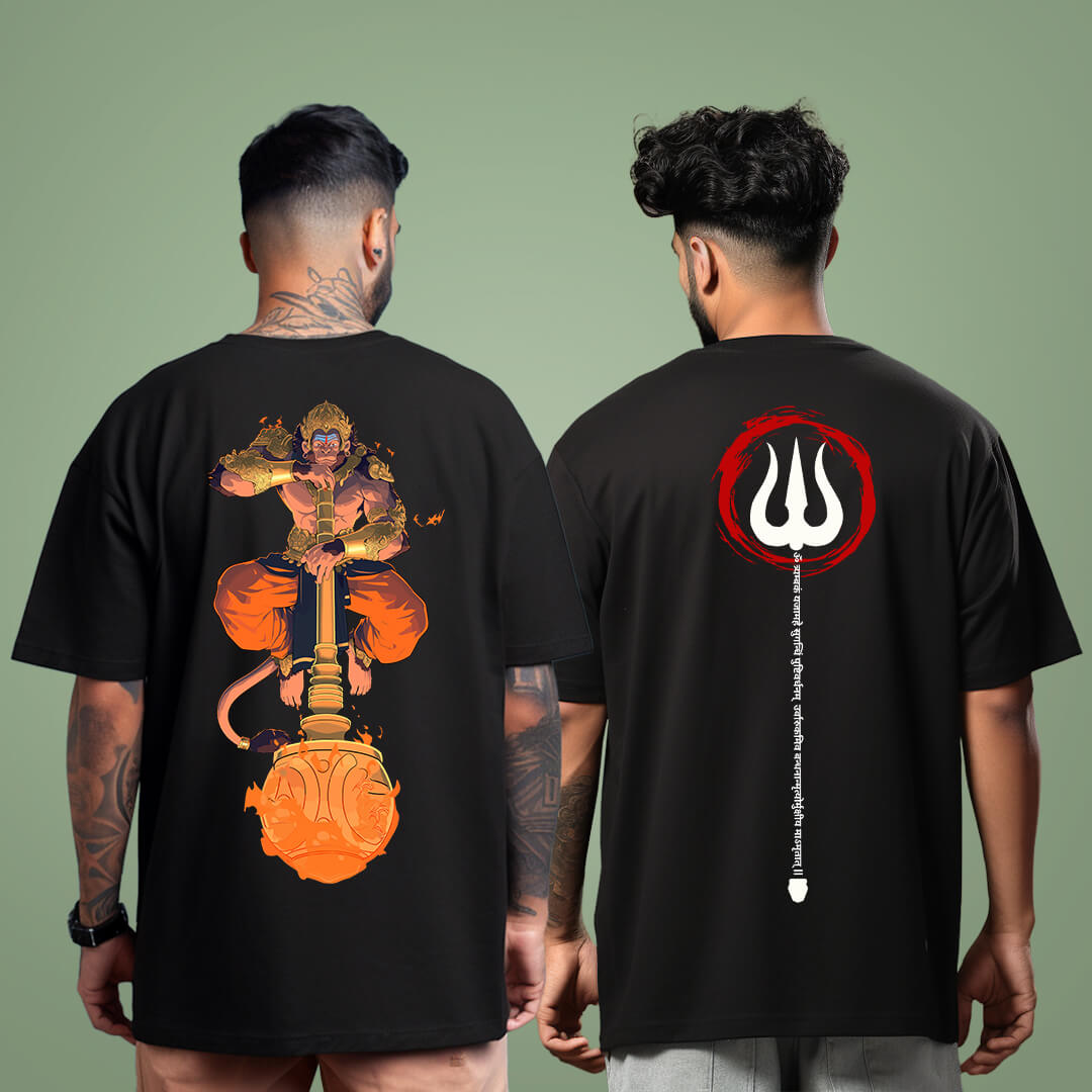 Hanuman and Shri Mahadev Combo Oversized Tshirts