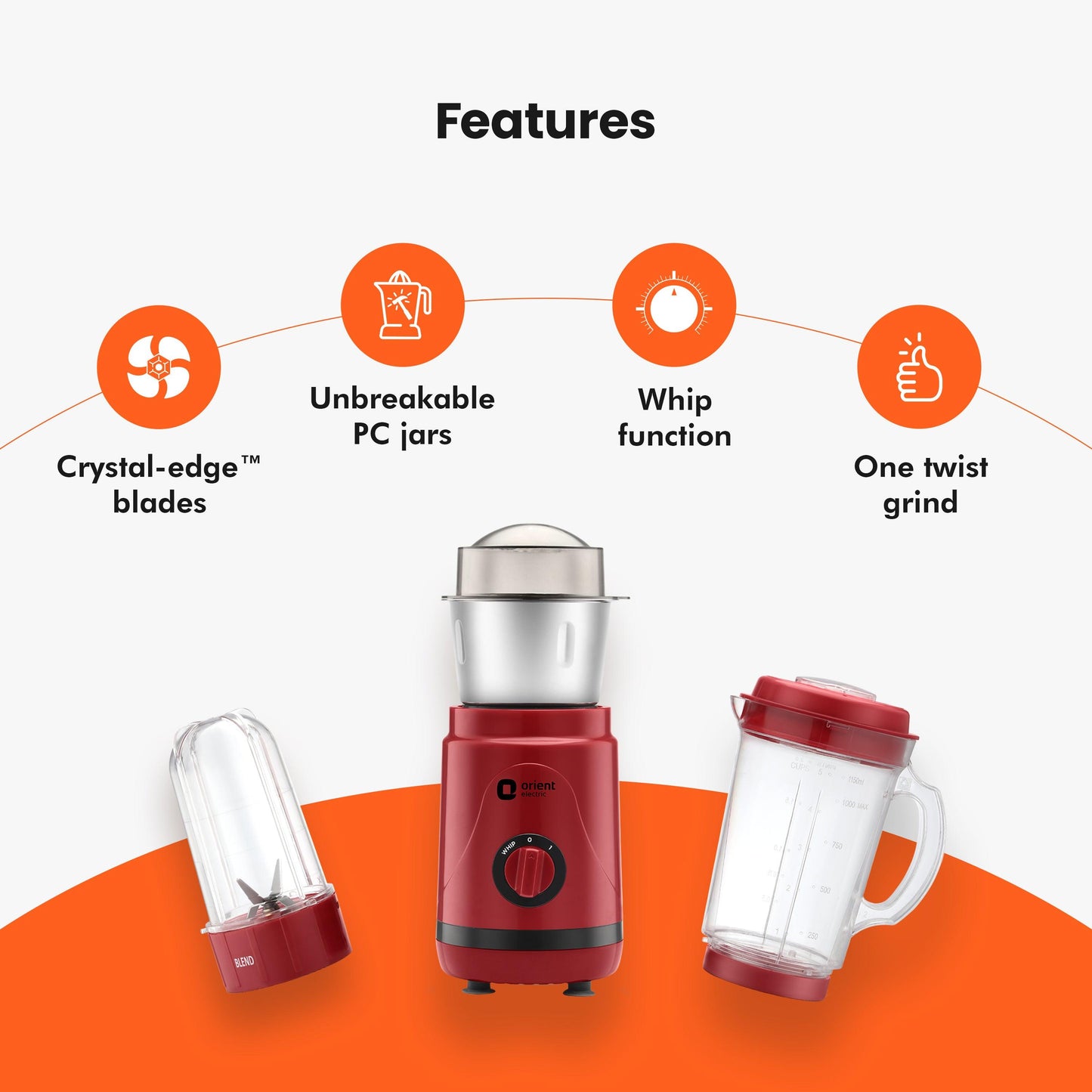 Compact Geenie 3 Jar Mixer Grinder