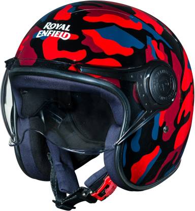 ROYAL ENFIELD Crackling Camo Jet Motorbike Helmet  Camo Red