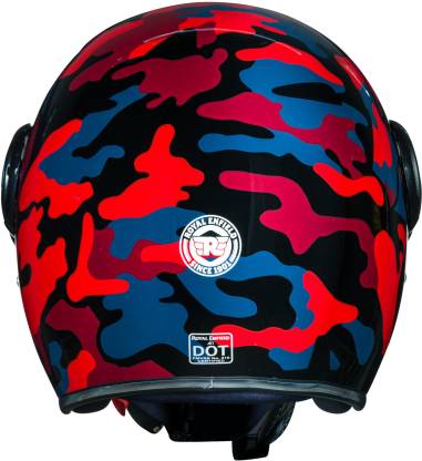 ROYAL ENFIELD Crackling Camo Jet Motorbike Helmet  Camo Red