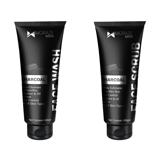 Moraze Men Activated Charcoal Pollution  Oil Control Face Scrub  Face Wash for Deep Pore Cleansing 200 GM   Pack of 2  Detoxifies Skin  Control Acne  Suitable for Men of All Skin Type