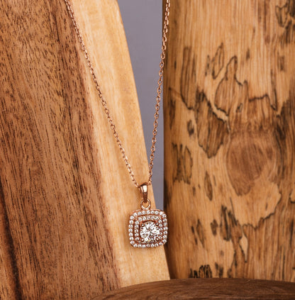 Cushion Diamond Pendant Necklace