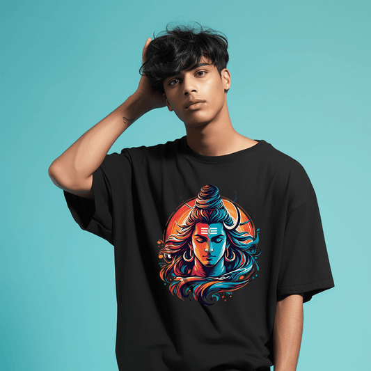 Mahadev Shiva Face Oversized Printed Tshirt For Men