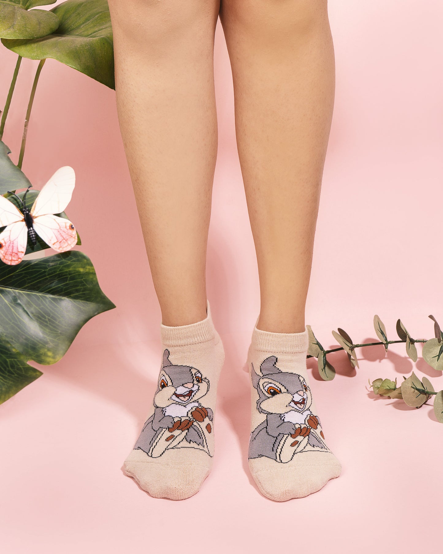 Balenzia X Disney Character Cushioned Ankle socks for women-Thumper Pack of 1 Pair1U-Beige