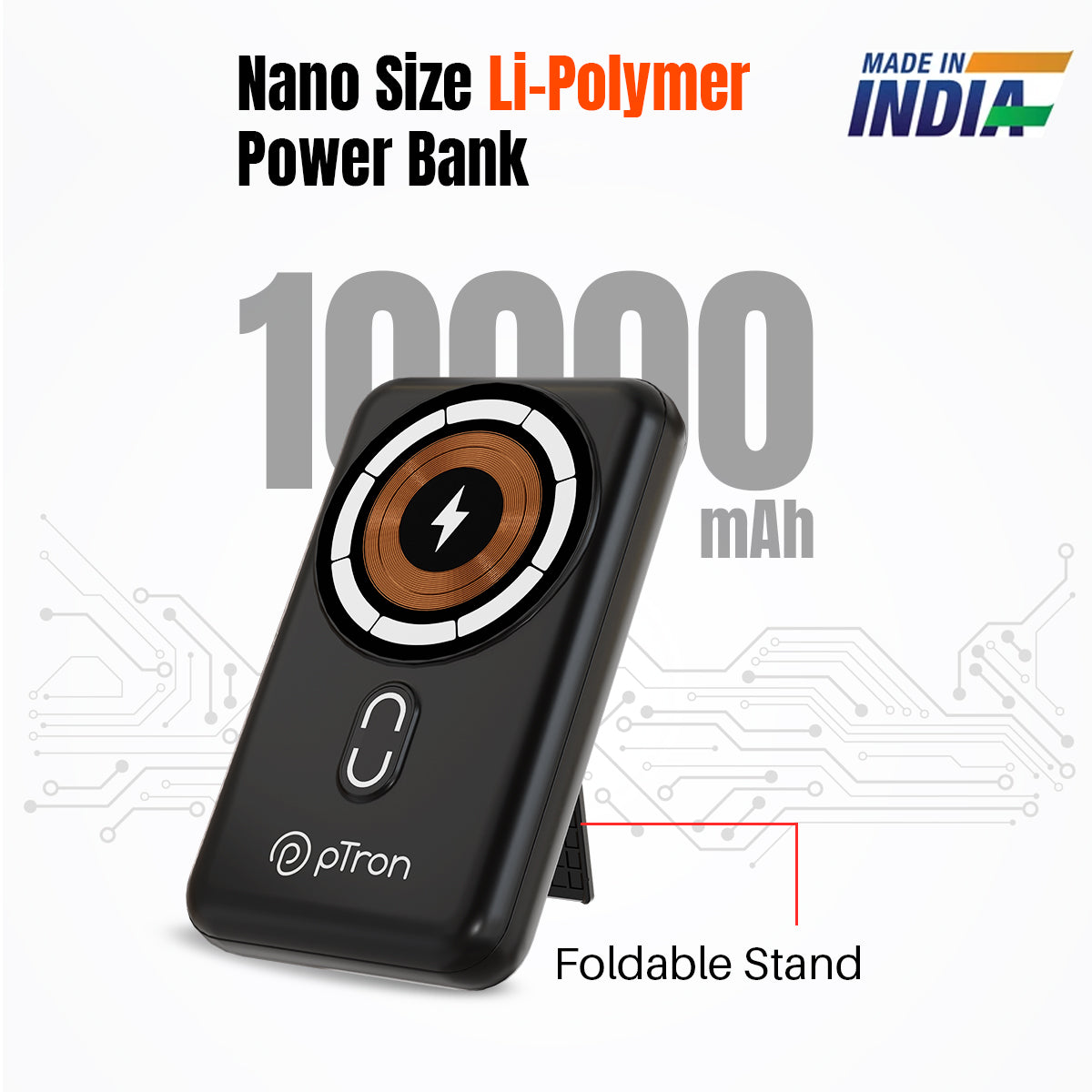 pTron Dynamo Quanta 10000mAh 22.5W Nano Magnetic Power Bank Black