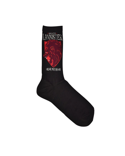 BALENZIA X GAME OF THRONES House Lannister Sigil  House of Stark Crew Length Rib Socks for Men Free SizePack of 2 Pairs1UWhite  Black