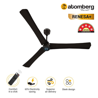 Atomberg Renesa 1400 mm BLDC Ceiling Fan with Remote Control  LED Indicators  Earth Brown