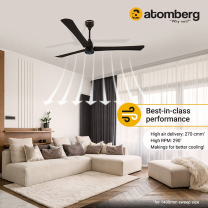 Atomberg Renesa 1400 mm BLDC Ceiling Fan with Remote Control  LED Indicators  Earth Brown