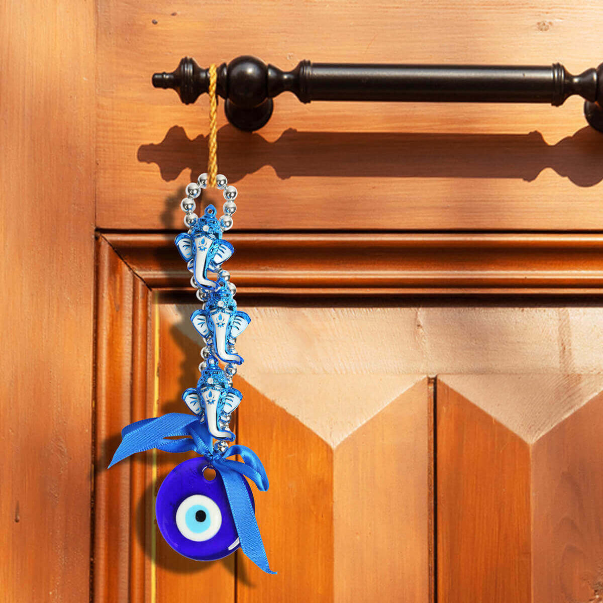 Ganesha Evil Eye Protection Good Luck Positivity Prosperity Metal DoorWall Hanging