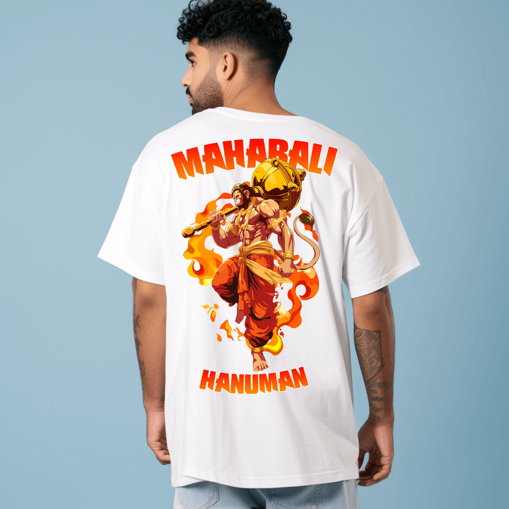 Mahabali Hanuman Ji Oversized Printed Tshirt for Men