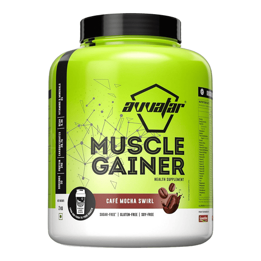 Avvatar Muscle Gainer 2kg Cafe Mocha  33 Servings  Sugar free  Gluten free  Soy free