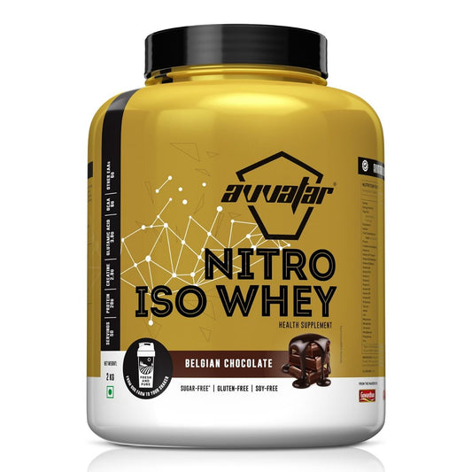 Avvatar Nitro Iso Whey 2kg  Belgian Chocolate  50 Servings  28g Protein  Sugar free  Gluten free  Soy free