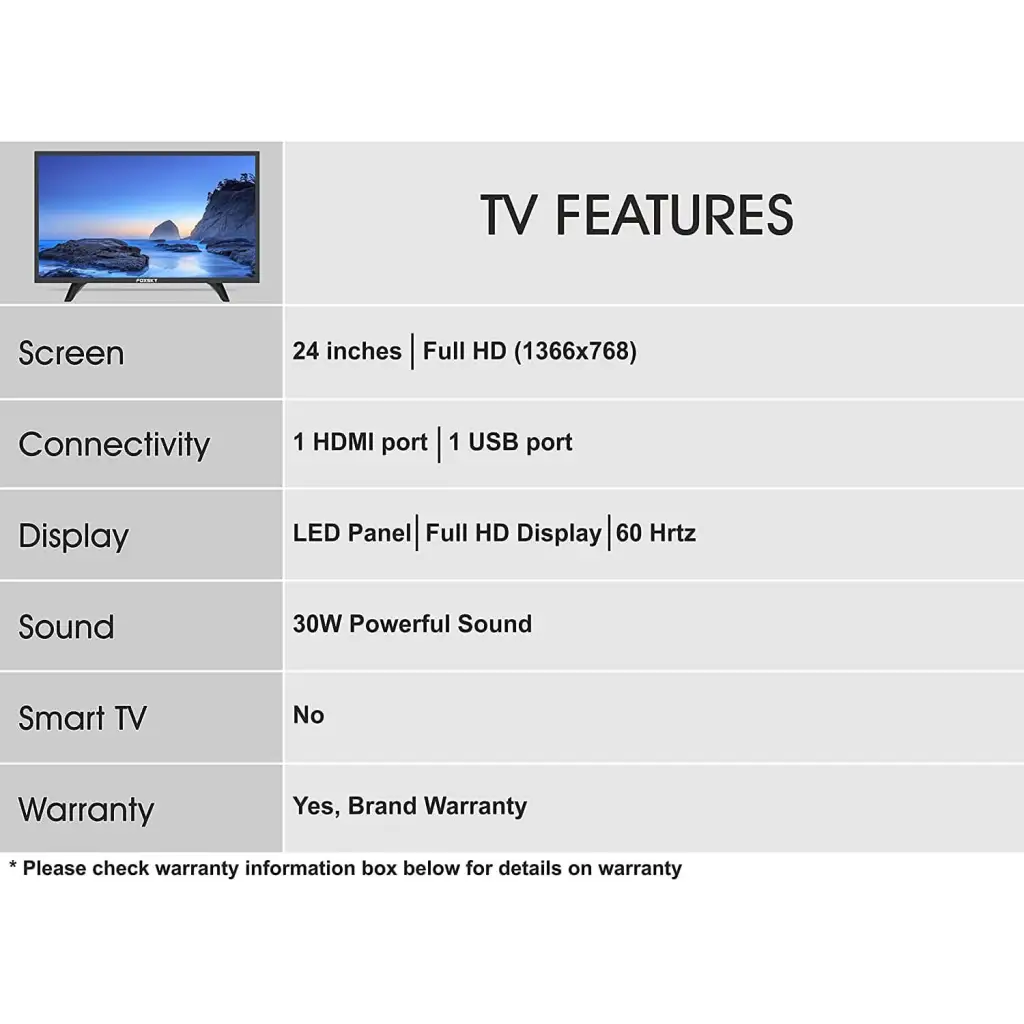 Foxsky 60.96 cm 24 inch HD Ready LED TV 24FSN With A Grade Panel slim bezels
