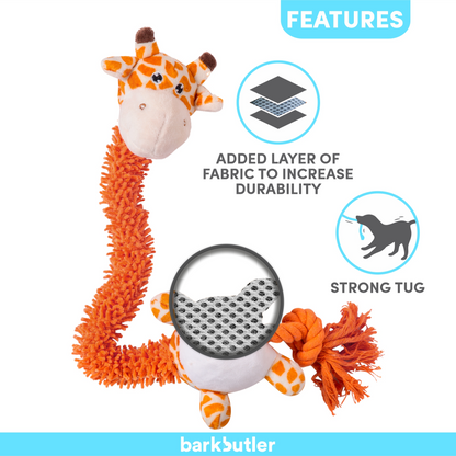 Barkbutler Garry The Giraffe Plush Toy for Dogs  For Soft Chewers