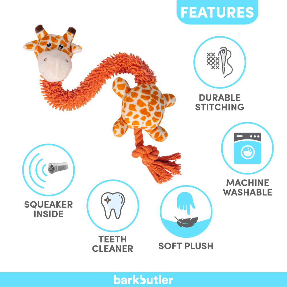 Barkbutler Garry The Giraffe Plush Toy for Dogs  For Soft Chewers