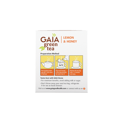 Gaia Green Tea  Lemon  Honey- 25 Tea Bags