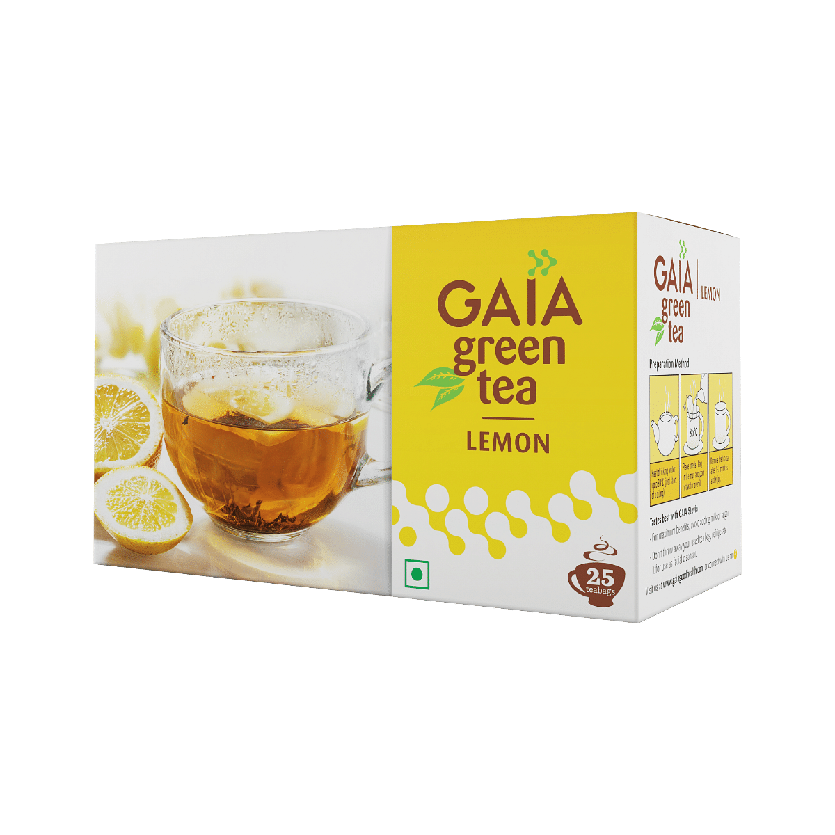 Gaia Green Tea  Lemon-25 Tea Bags