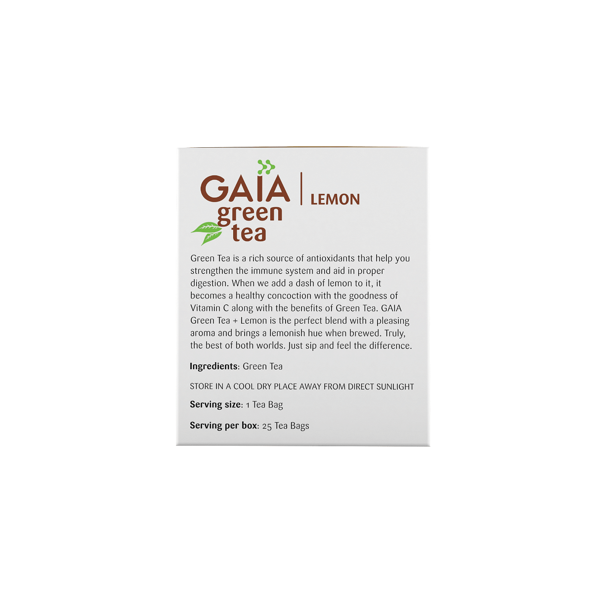 Gaia Green Tea  Lemon-25 Tea Bags