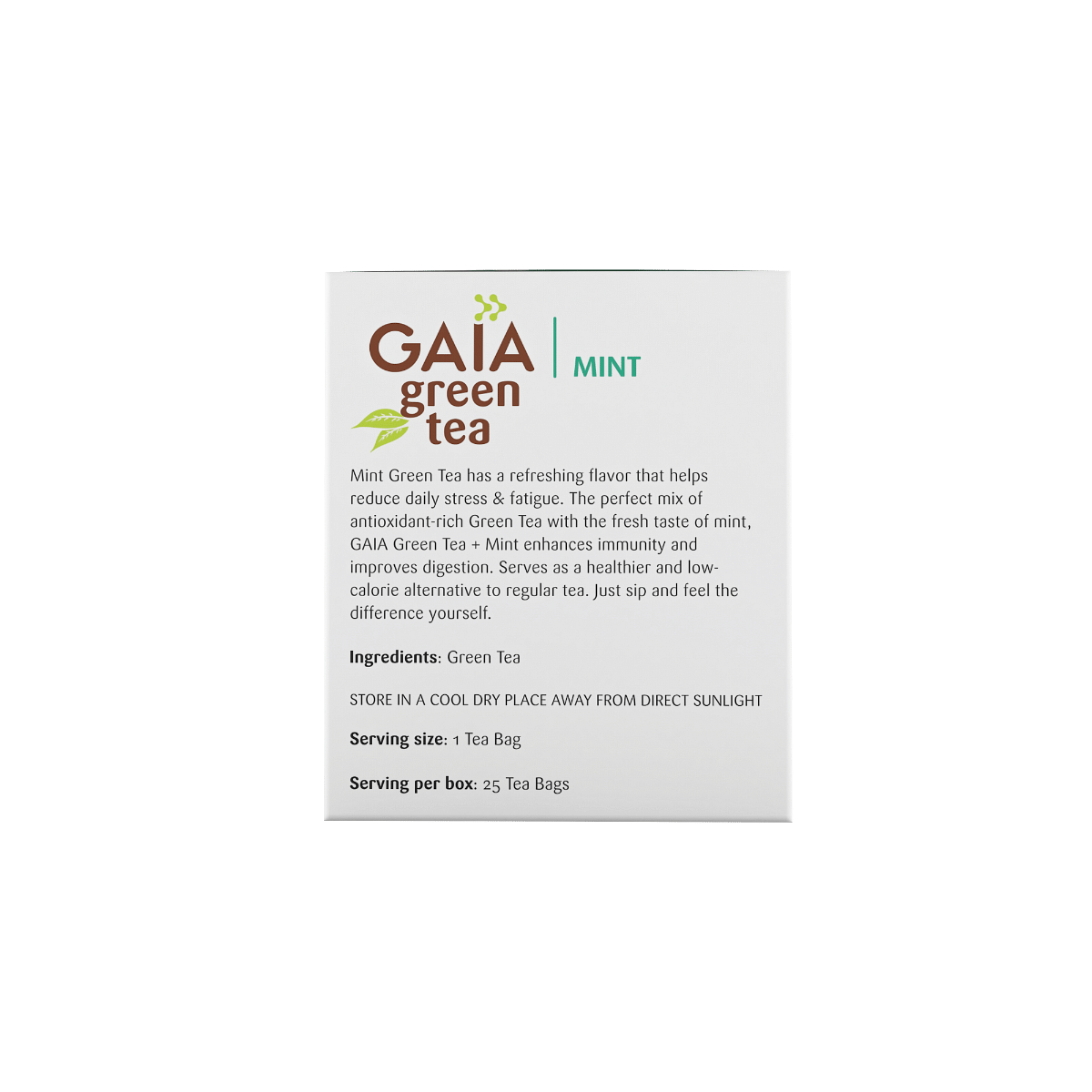 Gaia Green Tea  Mint-25 Tea Bags