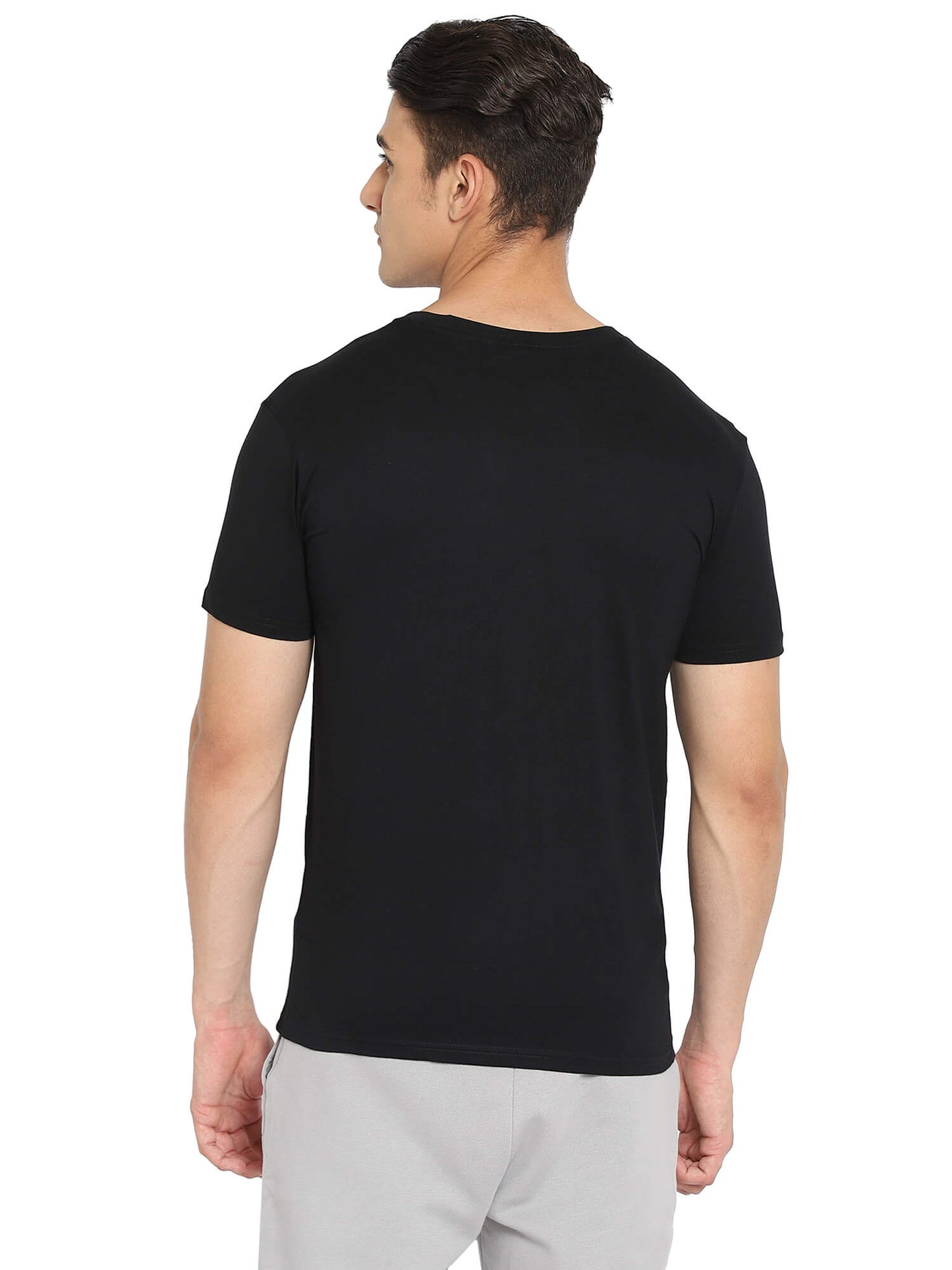 Go Men Cotton Black Logo T-Shirt
