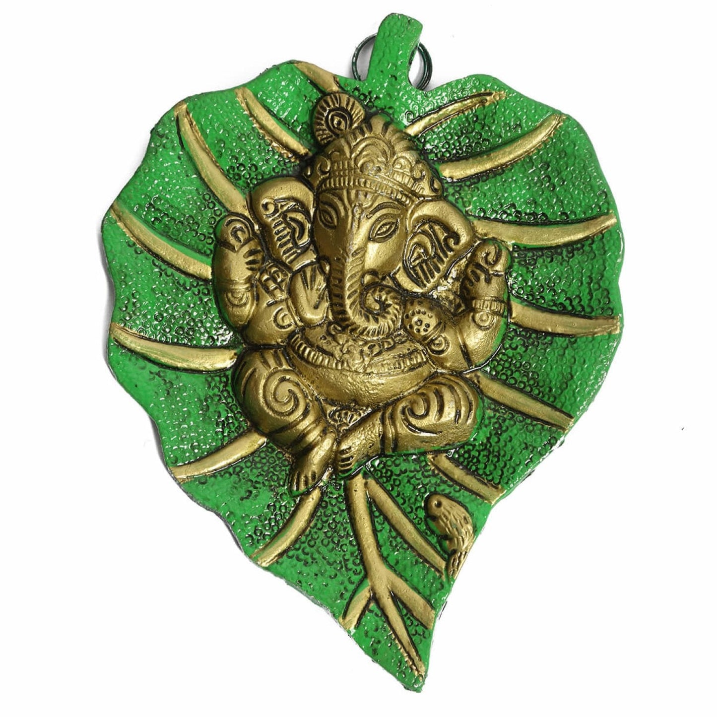 Golden Ganesha on Leaf  Home Decor Wall Hanging Lord Ganesha