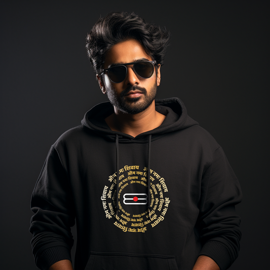 Mahadev Black Graphic Printed Hoodie