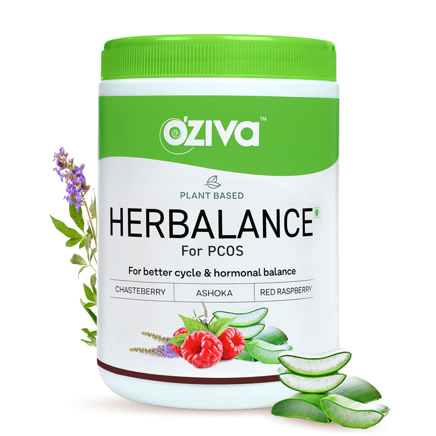 Oziva Plant Based Herbalance for PCOS, 250g Powder with Myo-Inositol, Chasteberry, Shatavari, for Hormonal Balance - Pack of 2