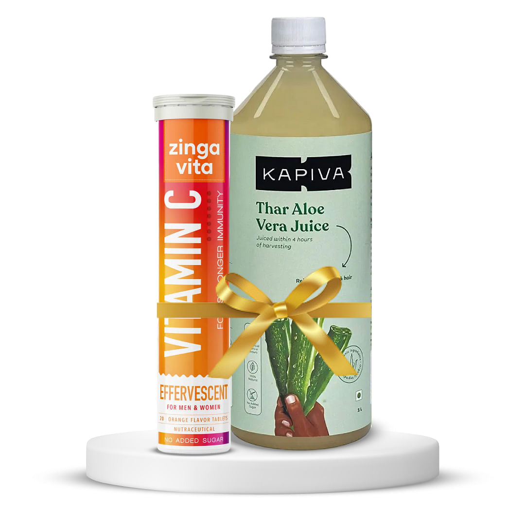 Skin and Hair Rejuvenation  Kapiva Thar Aloe Vera Juice Rejuvenates Skin  Hair 1 L Unflavoured  Zingavita Vitamin C Zinc Effervescent Tablets Natural Amla Extract for Strong Immunity