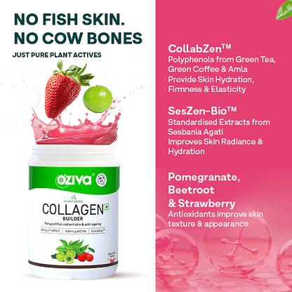 OZiva Collagen Builder for Anti-Ageing  Skin Radiance with Vitamin C Guava Glow 250 g