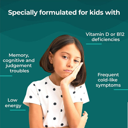 Wellbeing Nutrition Kids Organic Vitamin B12 D3K2 Folate, Bone & Muscle Health, Immune Support, Exotic Mango Flavor, 30 Oral Strips