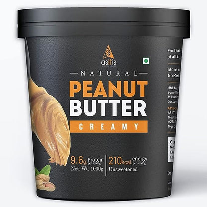 AS-IT-IS Nutrition Peanut Butter Creamy Natural and Unsweetened - 1Kg