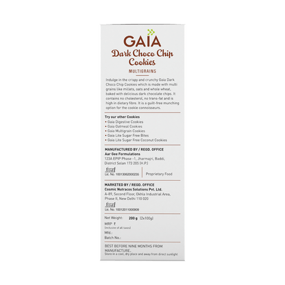 Gaia Dark Choco Chip Cookies 200g