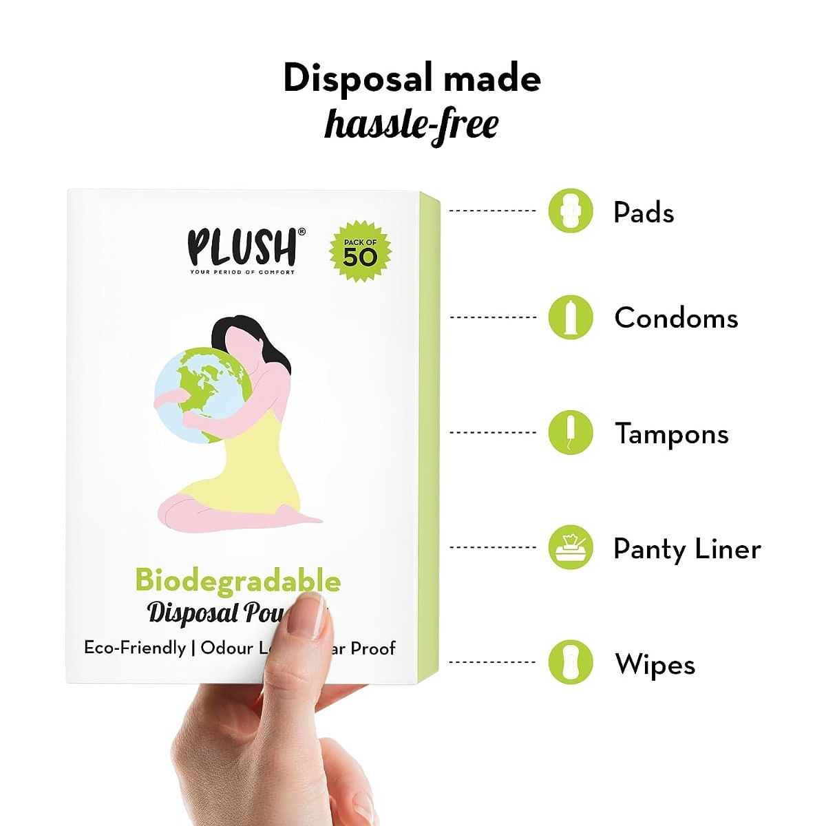 Plush Biodegradable Disposal Pouches Pack of 50