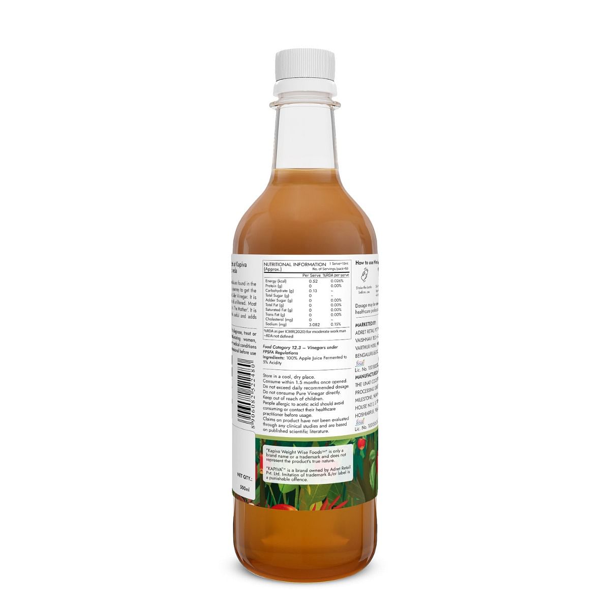 Kapiva Apple Cider Vinegar Aids Weight Loss 0.5 L Unflavoured